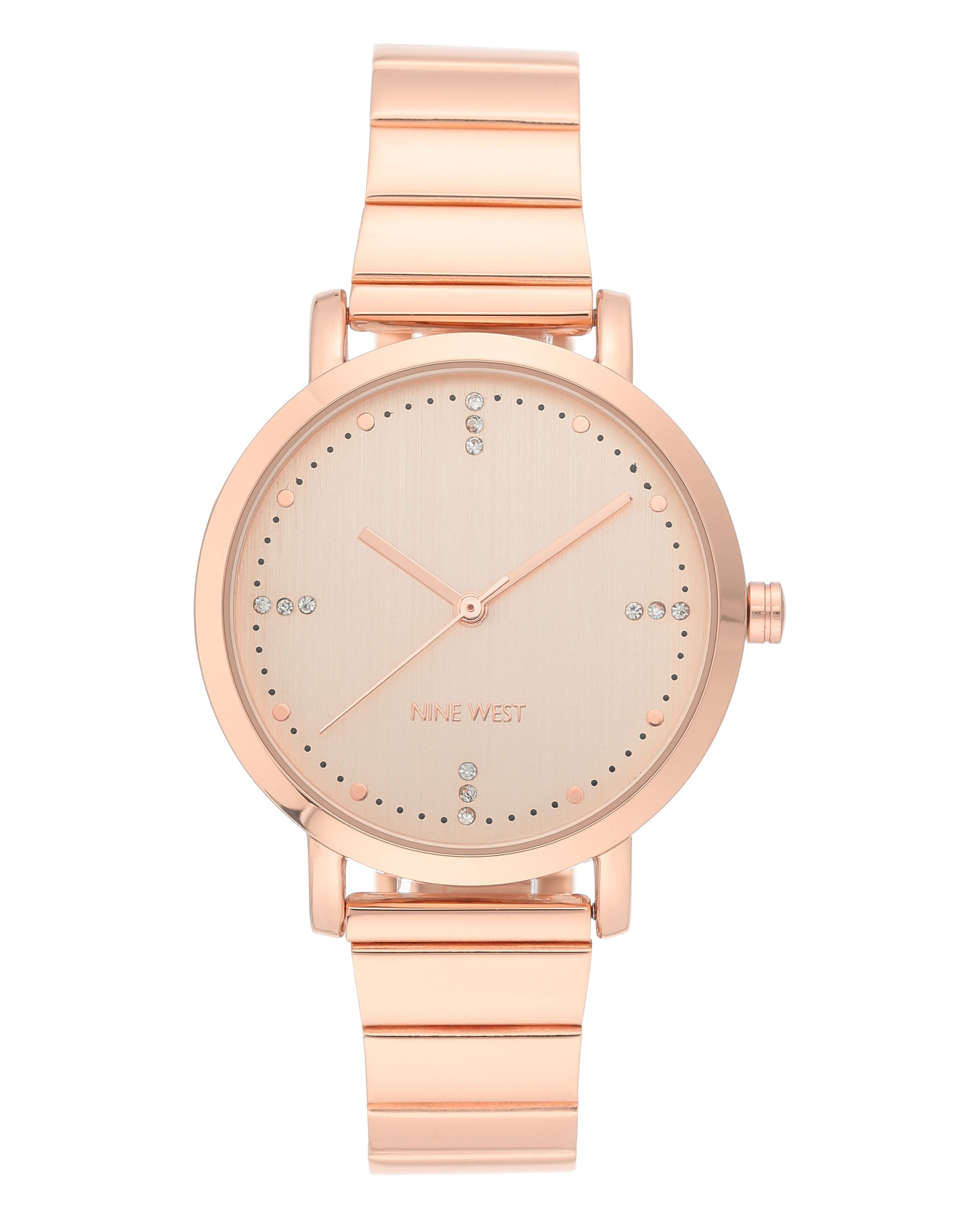 Crystal Accented Stainless Steel Bracelet Watch