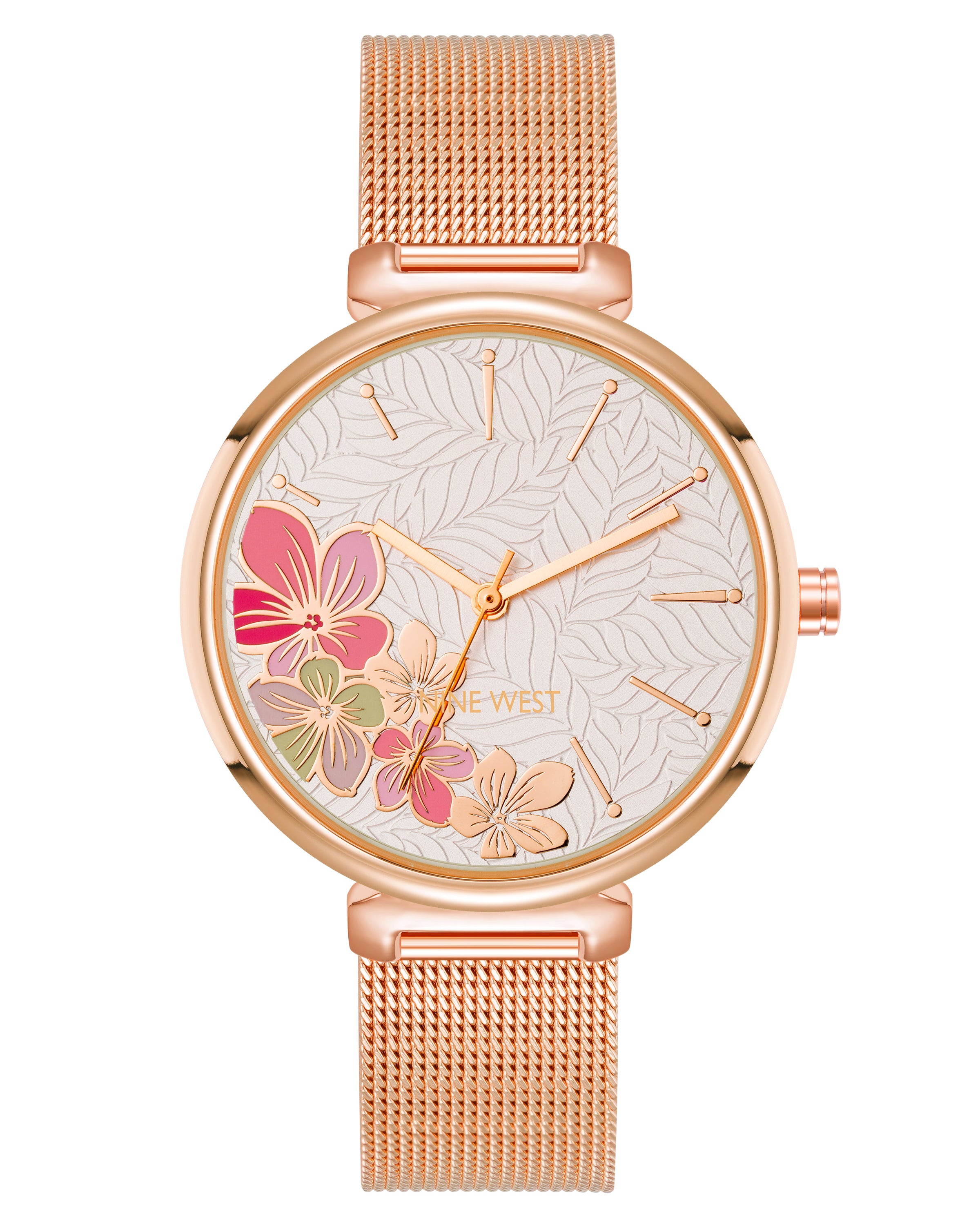 Floral Dial Mesh Bracelet Watch